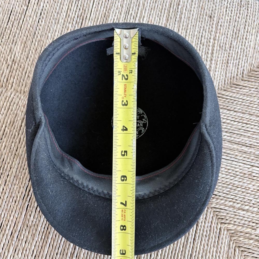 vtg COUNTRY GENTLEMAN Black LITE FELT Wool CUFFLEY Cap CABBIE Driver HAT Men's M - Picture 7 of 7